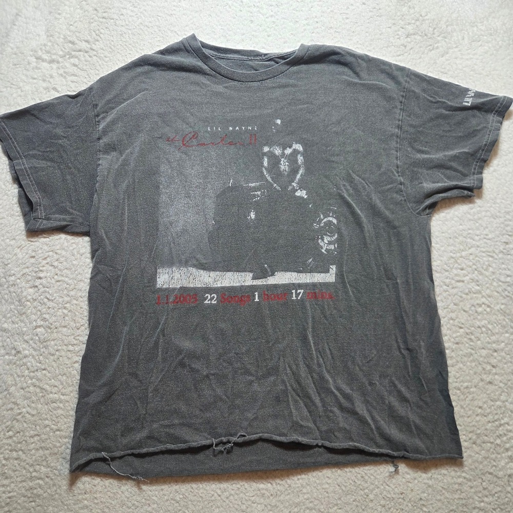 Lil Wayne The Carter III T Shirt Mens XL Gray Graphic Tee Rap cropped faded sick